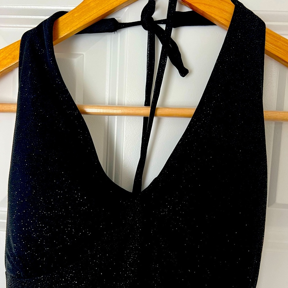 Black formal dress with sparkle overlay